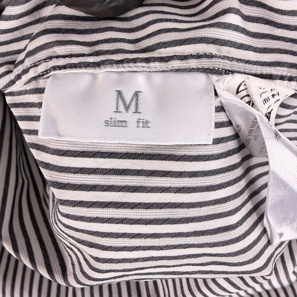 Ermenegildo Zegna Dress Shirt Mens Medium Gray White Stripe Slim Fit Button Down - Picture 10 of 16